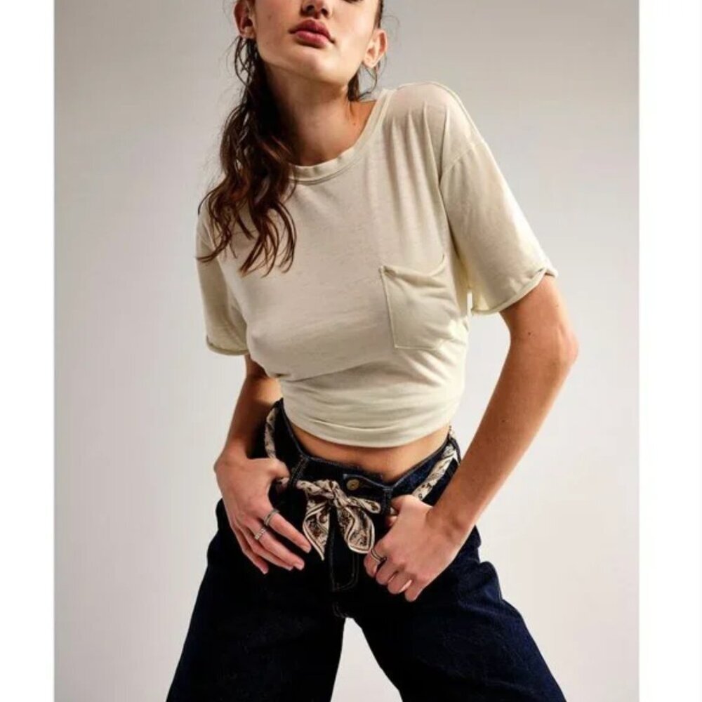 FREE PEOPLE NWT Vella Tee / White Swan - small - Picture 6 of 11